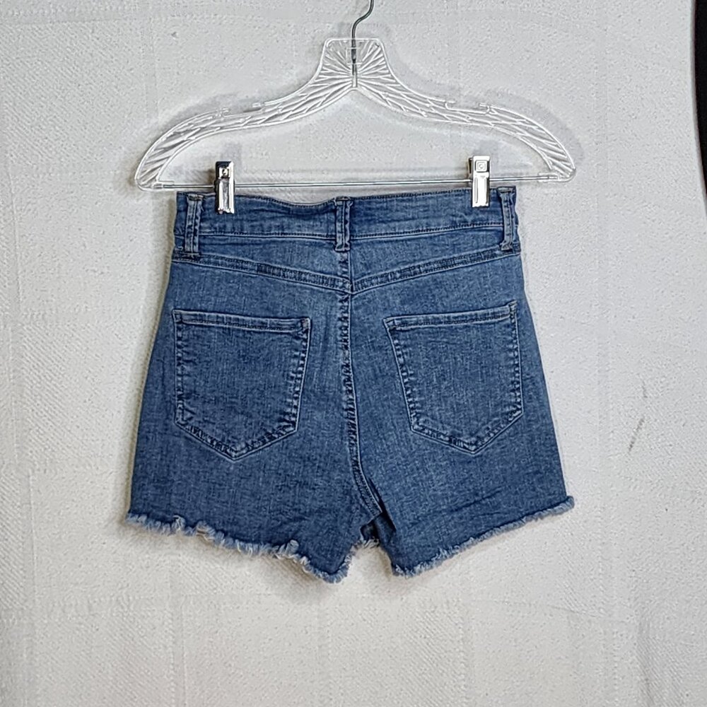 Rewash Brand Distressed Cotton Poly Rayon Span Super High Rise Shorts Size 1/25 - Picture 9 of 16